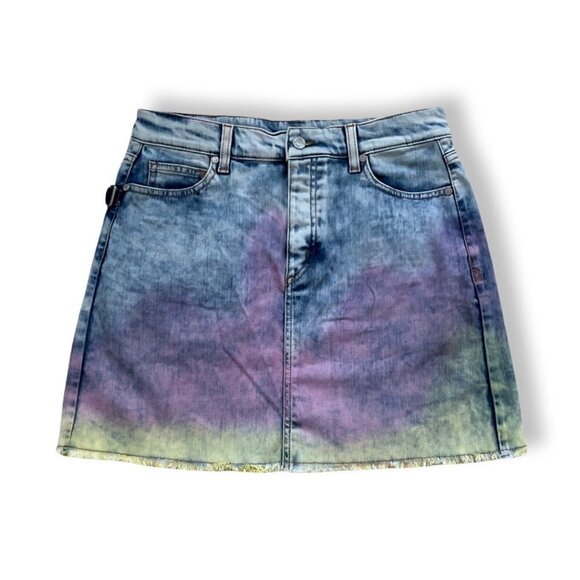 Zadig & Voltaire Juicy Tie And Dye Denim Mini Skirt Size 38 / MALOP - Picture 1 of 3